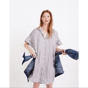 Striped Courier Ruffle-Sleeve Shirtdress